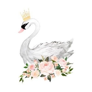 8" Swan with Roses in White