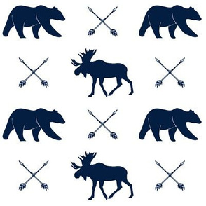 moose, bear, and arrows  || the northern lights collection - navy