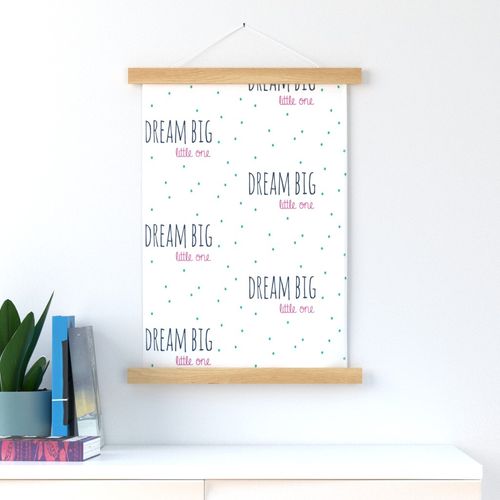 Dream Big Little One  - Navy Hot Pink and Teal  Stars