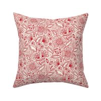 Floral lace (red on off-white)