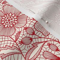 Floral lace (red on off-white)