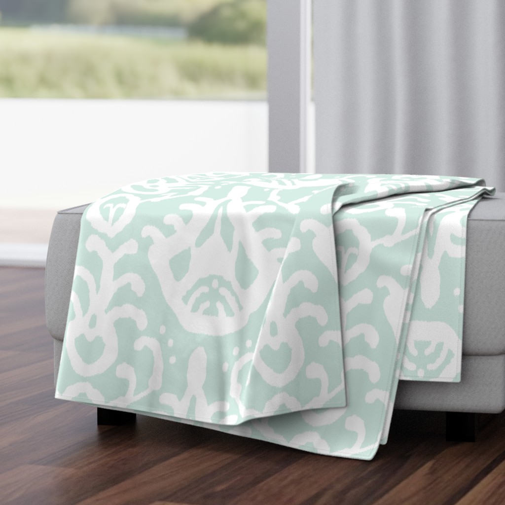 Mint/white Ikat