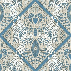 love bird lace blue