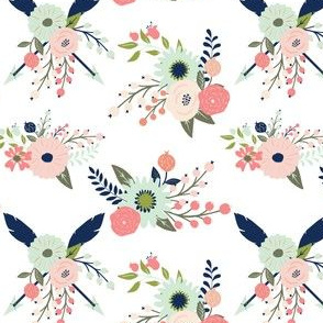 Gracie Blooms _ Large Scale in Blush Coral Navy Mint Olive Baby Girl 