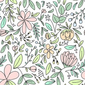 Flower Garden Outlines - Peachy Pink Colored