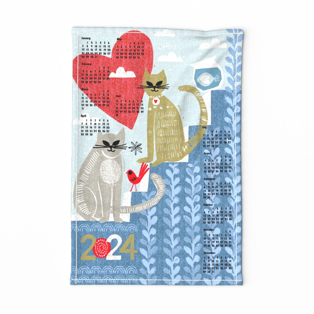 cats at home 2024 tea towel calendar