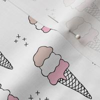 Sweet scandinavian summer ice cream cones in black and white and soft pink pastels MEDIUM