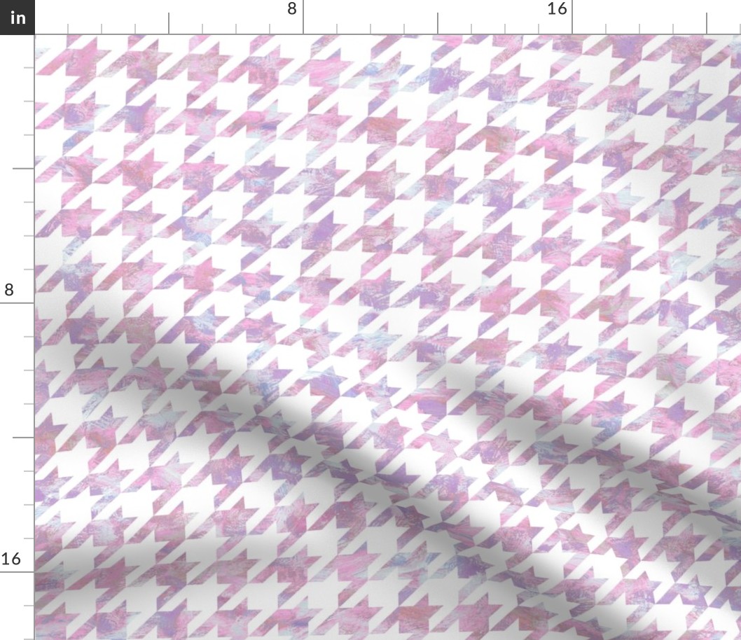 paint swirl houndstooth - pink and purple