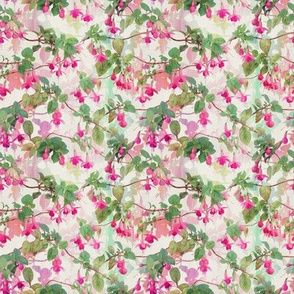 Rainbow Fuchsia Floral Painted Pattern Small Print