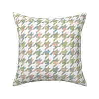 paint swirl houndstooth - olive, blue and pink