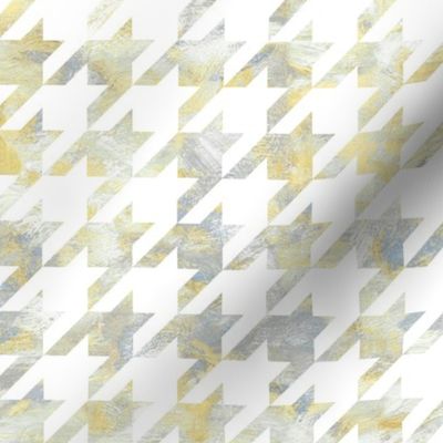 painted houndstooth - yellow and grey