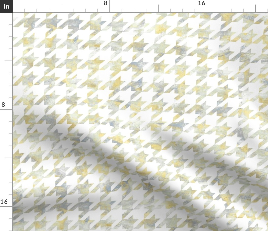 painted houndstooth - yellow and grey