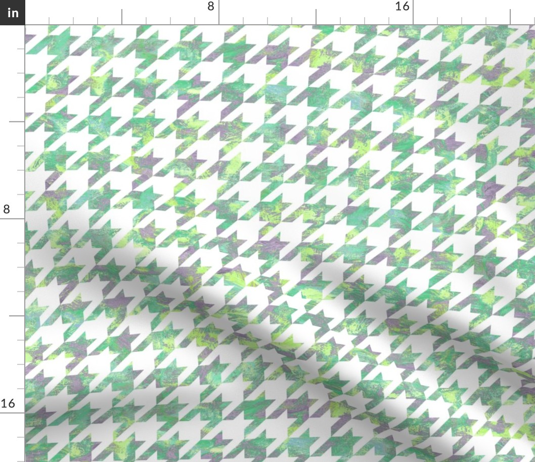 painted houndstooth - lime, purple and green