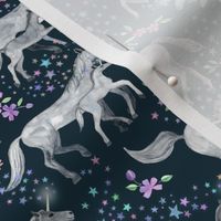 Tiny Unicorns and Stars on Dark 