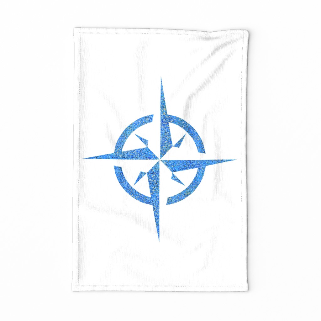 Compass Rose Tea Towel White