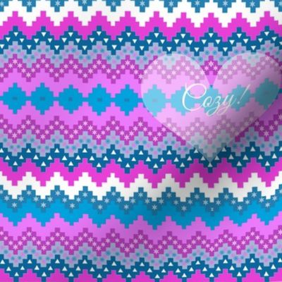 Christmas Snowflake, Holiday Stripe, Cozy , Holidays fabric, Pink and teal, hygge,