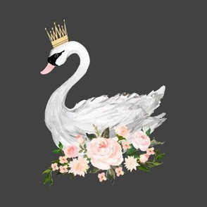 Swan with Roses in Grey