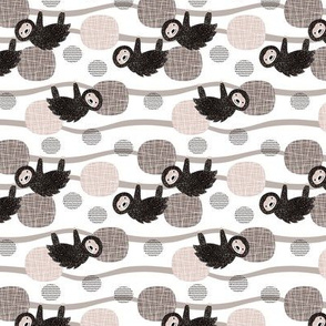 Adorable little baby sloth print jungle trees pura vida collection gender neutral beige black and white XS