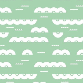 Abstract water and clouds soft scandinavian fabric design in mint