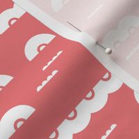 Abstract water and clouds soft scandinavian fabric design in pink