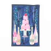 Pink Champagne Tea Towel