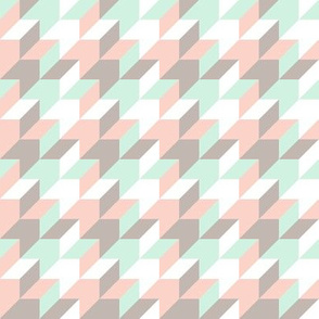 harlequin houndstooth - peach pink and mint