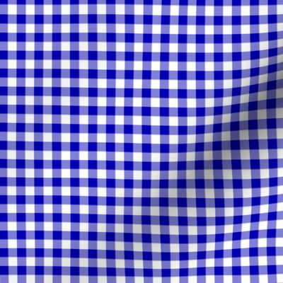 cobalt blue and white gingham, 1/4" squares 