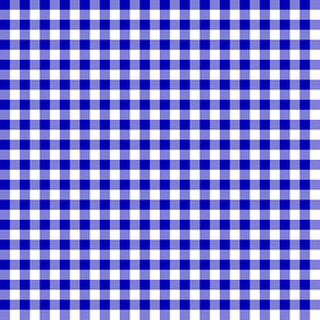 cobalt blue and white gingham, 1/4" squares 