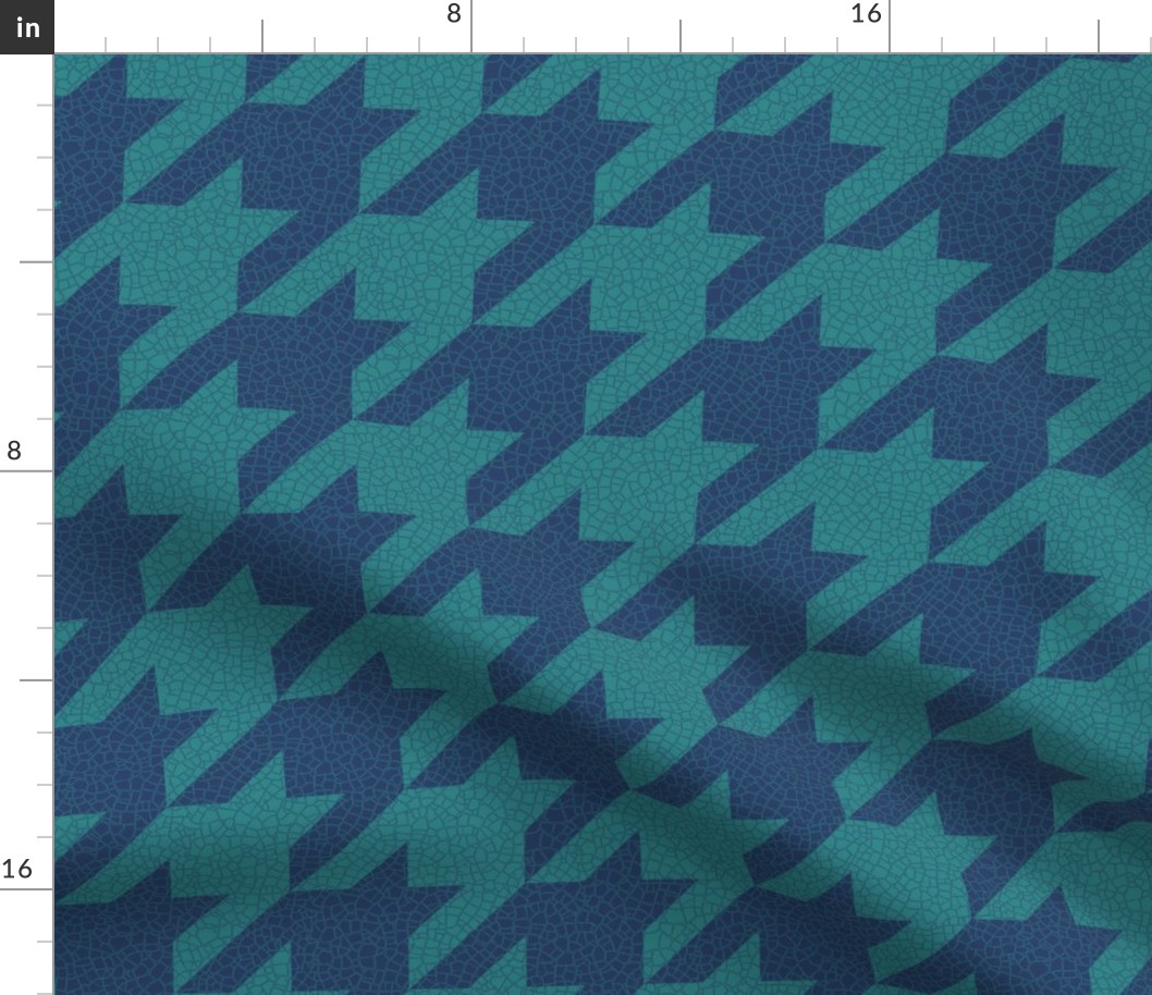 navy and teal crackle houndstooth