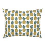 gold glitter pineapples – gold and jungle green on white, medium. pineapples faux gold imitation tropical white background hot summer fruits shimmering metal effect texture fabric wallpaper giftwrap