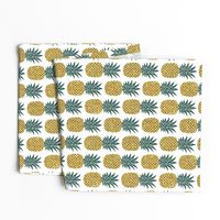 gold glitter pineapples – gold and jungle green on white, medium. pineapples faux gold imitation tropical white background hot summer fruits shimmering metal effect texture fabric wallpaper giftwrap