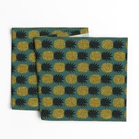 gold glitter pineapples – gold and black on jungle green, medium. pineapples faux gold imitation tropical green background hot summer fruits shimmering metal effect texture fabric wallpaper giftwrap