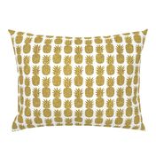 gold glitter pineapples – white, small. pineapples faux gold imitation tropical white background hot summer fruits shimmering metal effect texture fabric wallpaper giftwrap