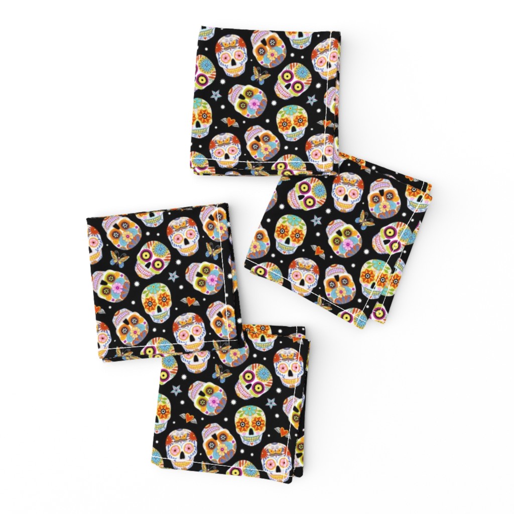 sugar skulls - black, mini