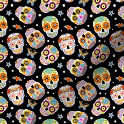 sugar skulls - black, mini