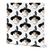 lady with large hat - white