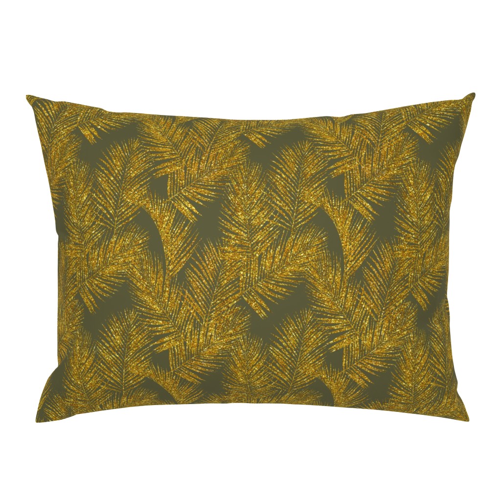 gold glitter palm leaves - olive, mini