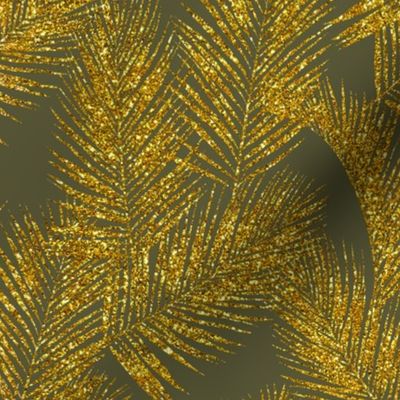 gold glitter palm leaves - olive, mini