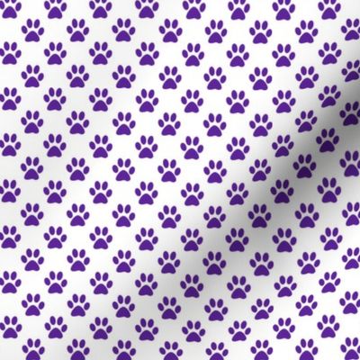 Half Inch Purple Paw Prints on White