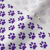 Half Inch Purple Paw Prints on White