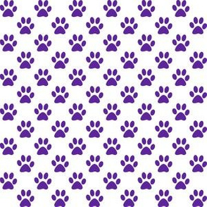 Half Inch Purple Paw Prints on White