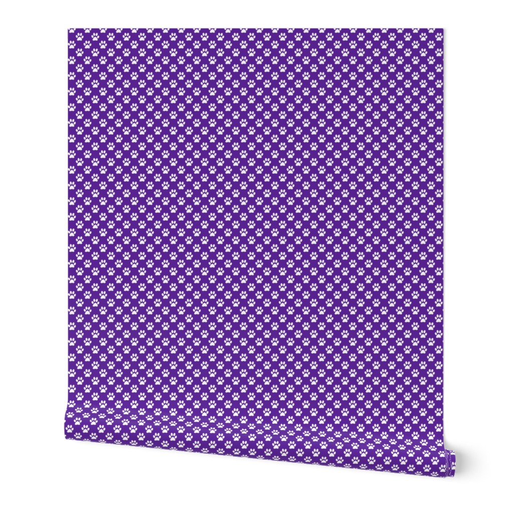 Half Inch White Paw Prints on Purple
