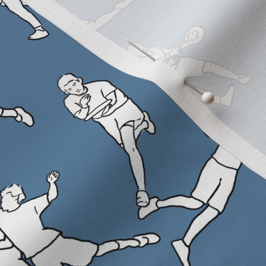 Ultimate Frisbee on Medium Blue Fabric | Spoonflower