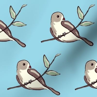 Bird on a Branch - brown/blue 