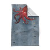 Vertical Red Octopus Calendar - 2019