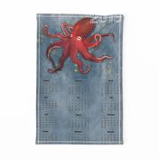 Vertical Red Octopus Calendar - 2019