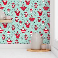 Origami decoration stars seasonal geometric december holiday and santa claus print design red mint SMALL