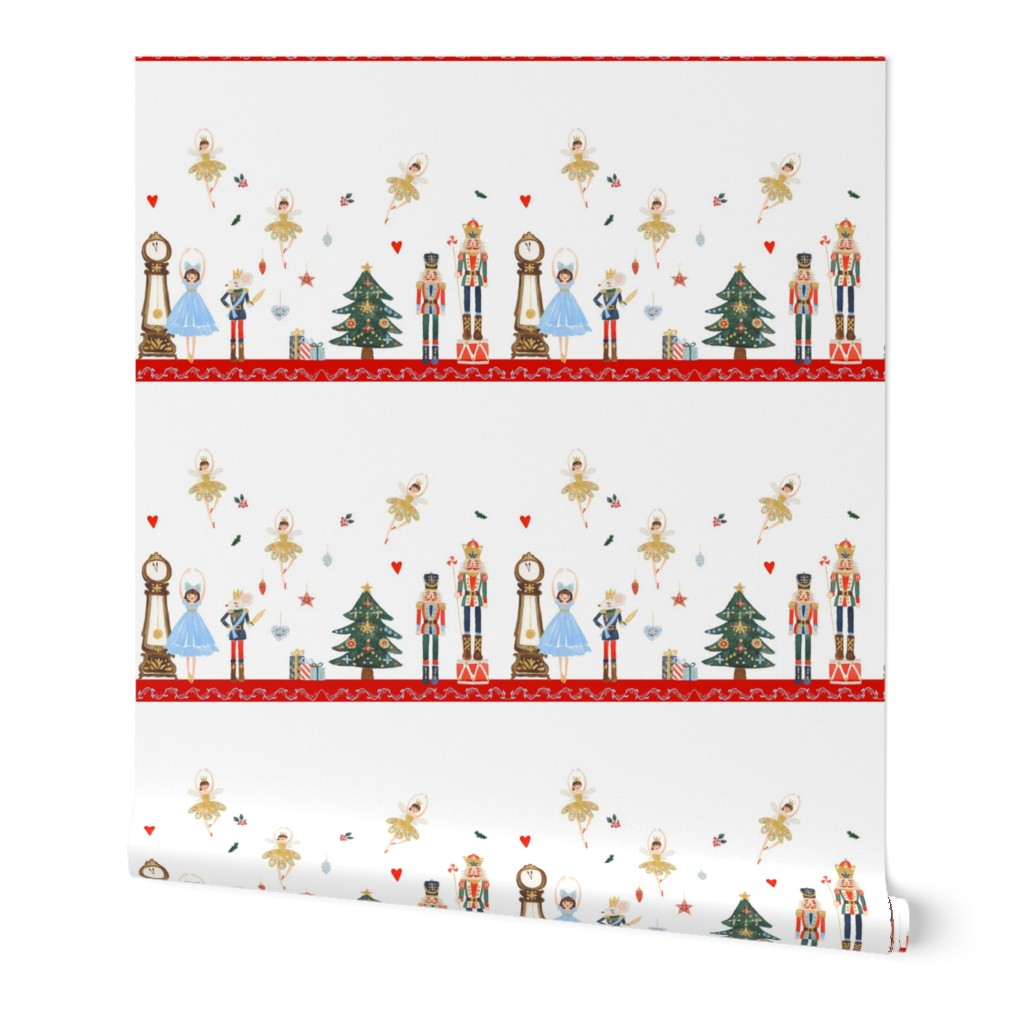 Winter Dreams Border / Nutcracker  - 2 to 1 Yard White