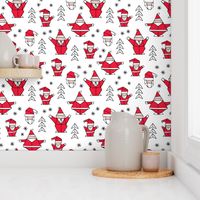 Origami decoration stars seasonal geometric december holiday and santa claus print design red black and white SMALL
