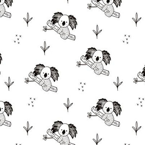 Cute koala tree baby adorable Australian themes for summer and winter black and white